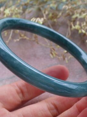 58mm Certified Green Natural Grade A JADE Jadeite Circle Bangle Bracelet